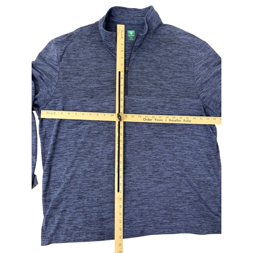 Pro Tour Men's Quarter Zip Pullover Golf Performance Shirt XXL Blue Space Dye